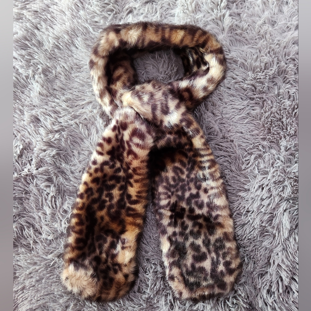 INC International Concepts Animal Print Faux Fur Scarf